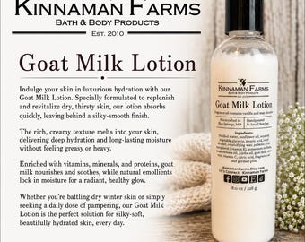 Handcrafted Goat Milk Lotion: Vitamin E, Natural Moisturizer