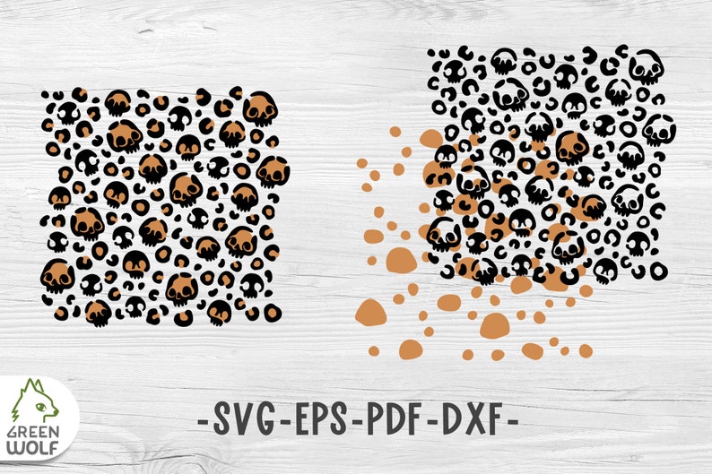 Skull Leopard Print Svg Halloween Pattern Skull Svg Creepy | Etsy