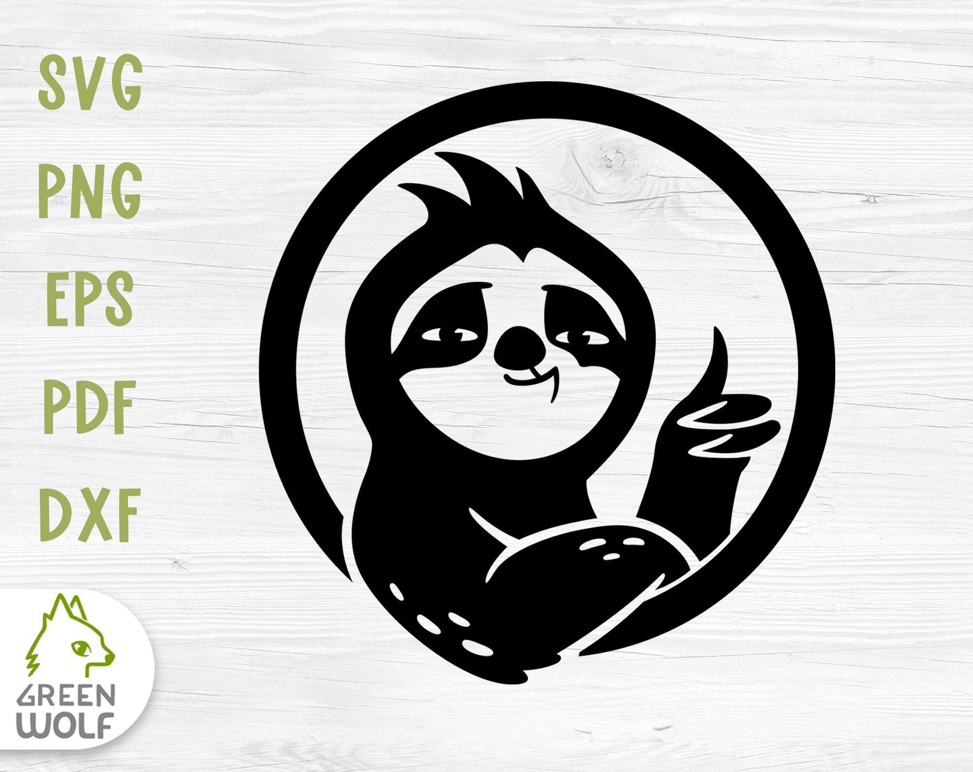 Lazy sloth svg file for cricut Sloth with the thumb up png | Etsy