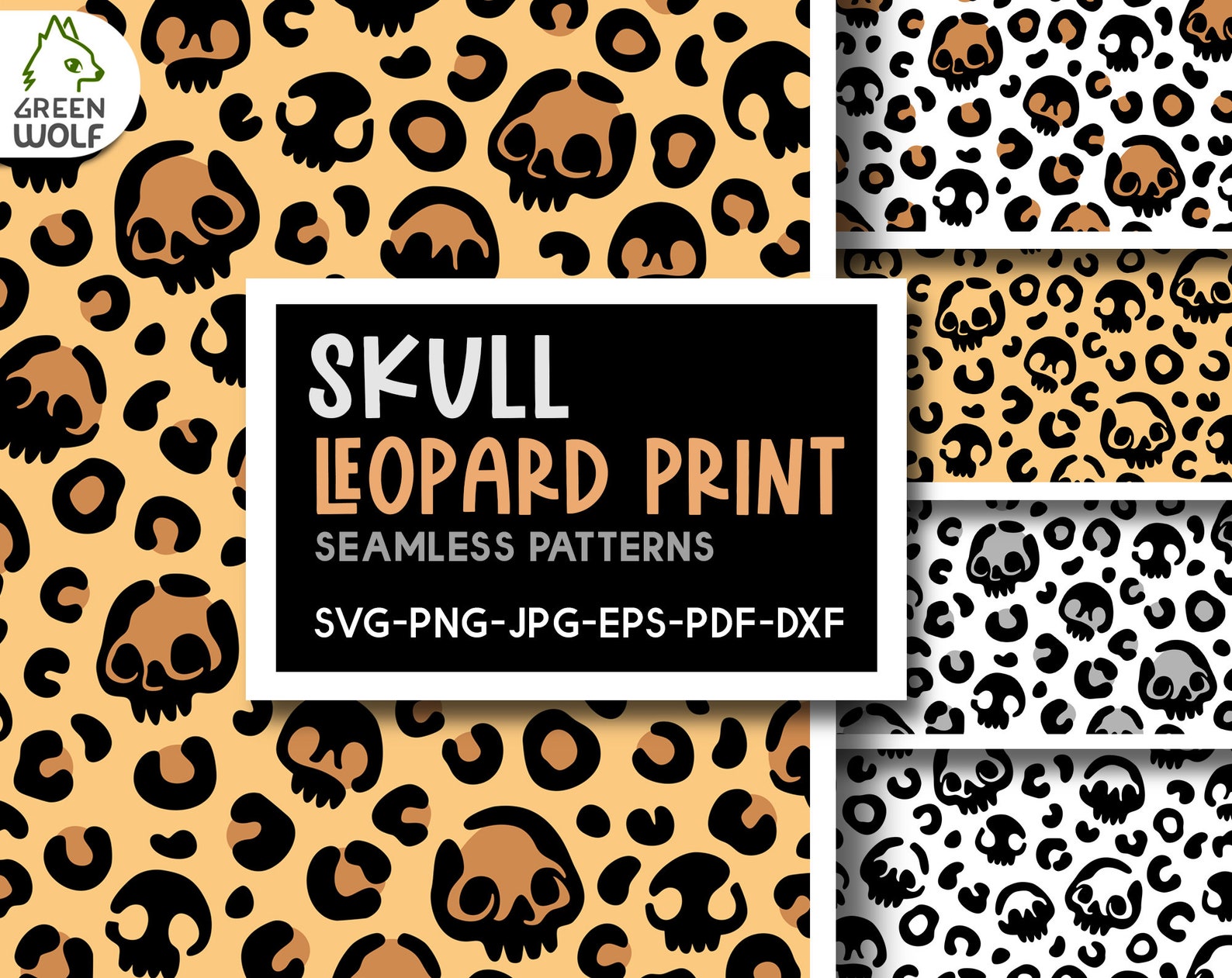 Skull leopard print svg Halloween pattern Skull svg Creepy Etsy