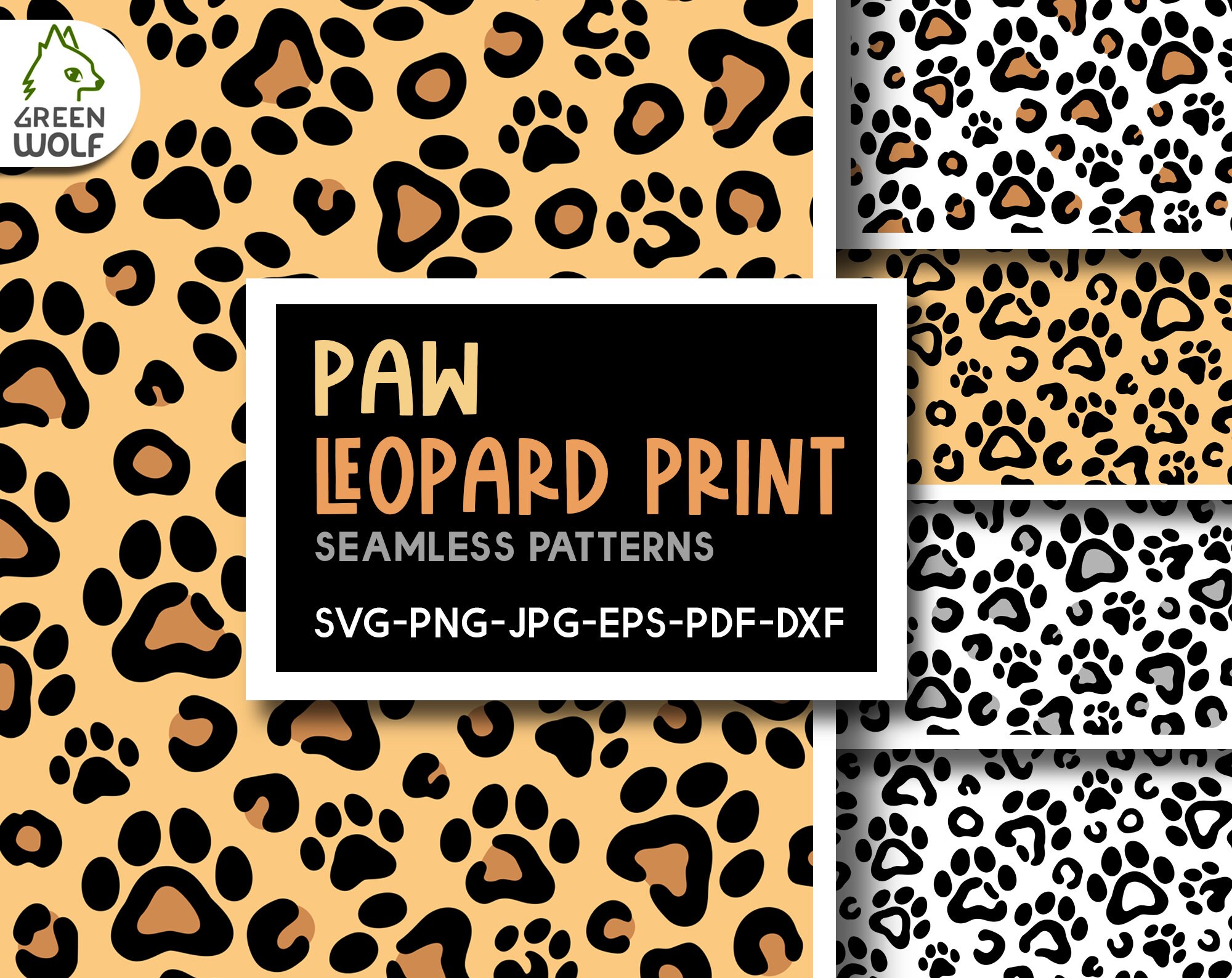 Paw leopard print svg Leopard seamless pattern svg Cat paw | Etsy