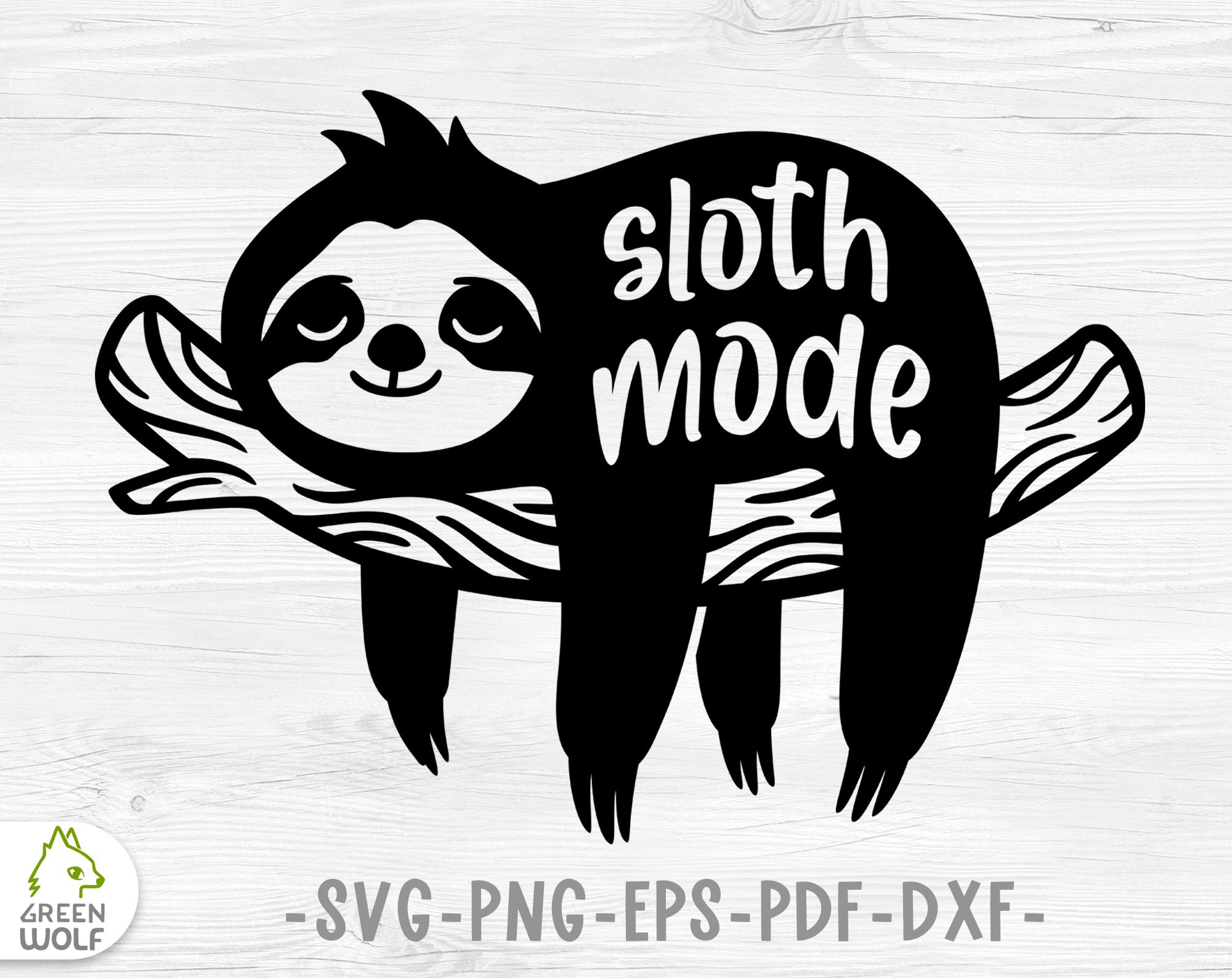 Cute sloth svg cut file Sleeping sloth on branch silhouette | Etsy