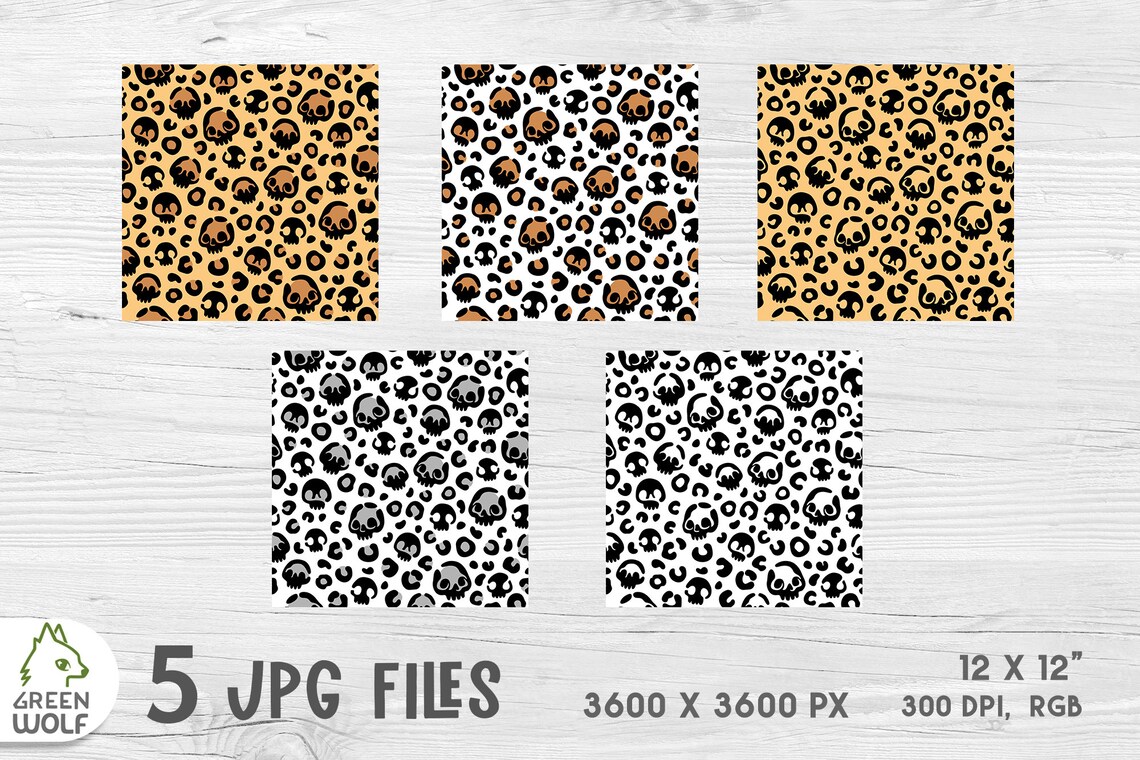 Skull Leopard Print Svg Halloween Pattern Skull Svg Creepy | Etsy