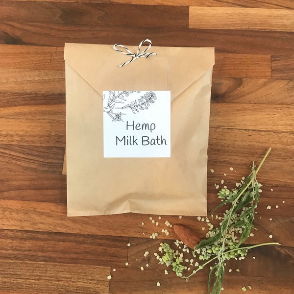 Hemp Milk Bath with Hemp Seed Oil, Almond Milk Powder, Relaxing Therapeutic Bath Soak, Vegan Milk Bath, Soothe and Hydrate Dry Skin