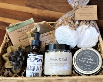 For the Guy Who Has Everything, Men's Skincare Gift Basket, Natural Soap, Shower Steamers & Healing Salve, Valentine's Day Gift for Men