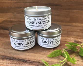 Honeysuckle Scented Candle, Natural Soy Candle, Aromatherapy Gift, Relaxing Scent Spa Candle, Farmhouse Collection, Floral Springtime Scents