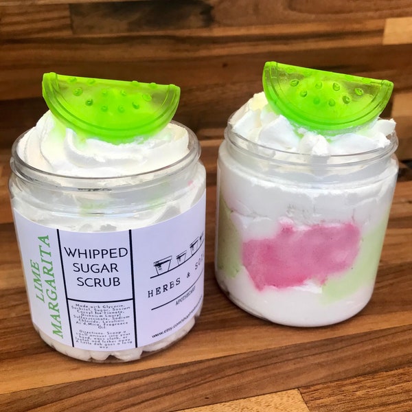 Lime Margarita Whipped Sugar Scrub, Exfoliation & Moisturizing, Eco-Friendly, Luxurious Lather, Home Spa Day Gift, Party Favor, Gift for Her