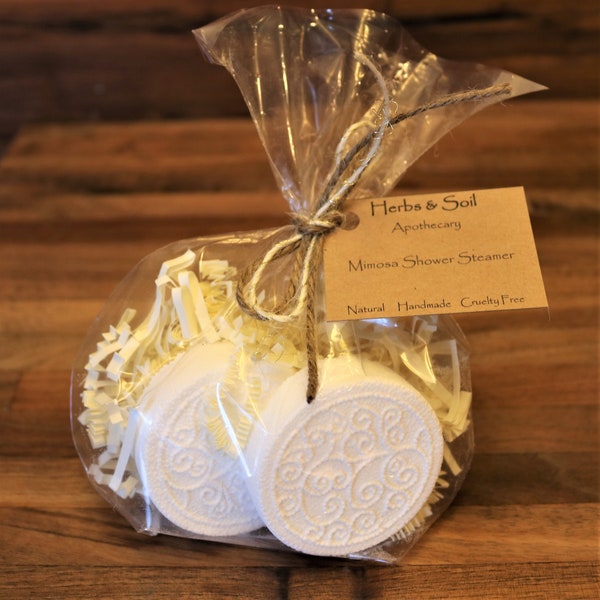 Mimosa Shower Steamers, Scented with Sweet Orange Essential Oil & Champagne Fragrance Oil, Give a Gift from Nature Shower Bomb, Bridal Party