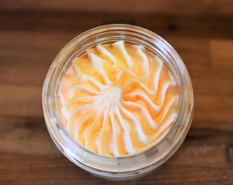 Fresh Citrus Whipped Sugar Scrub, Bright Orange & Lemon Scent with Sweet Almond Oil, Exfoliation and Moisture, Refreshing Foaming Scrub, Spa