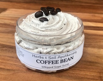 Coffee Bean Whipped Sugar Scrub, Natural Exfoliant with Sugar & Coffee, Smell the Coffee, Sugar Body Scrub, Coffee Lover Gift, Foaming Scrub