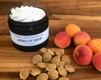 Apricot Seed Facial Scrub, Whipped Soap Scrub with Apricot Seeds & Apricot Seed Oil, Natural Exfoliant, Vegan Eco-Friendly, Skincare Routine