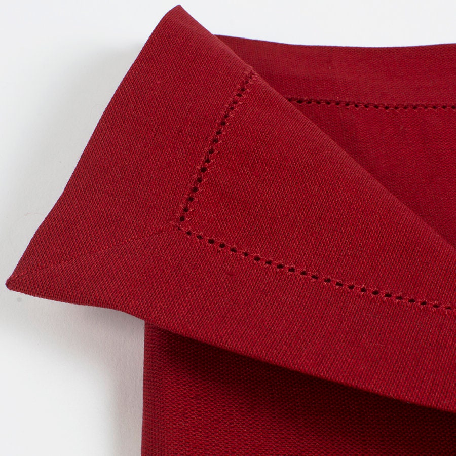 Burgundy linen placemats dark red hemstitch placemats 12 x Etsy