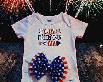 Little Firecracker Baby Outfit/Matching Headband