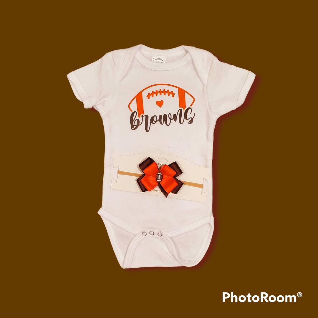 Browns Football Baby Onesie With Matching Headband Etsy