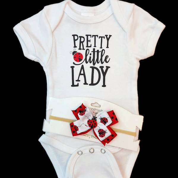 Pretty Little Lady Baby Onesie/ Matching Headband