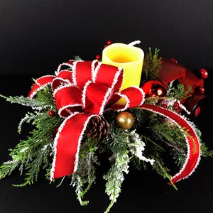 Christmas Evergreen Arrangement, Red Truck, Christmas Centerpiece, Xmas Decor image 3