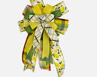 Easter Bow, Bow for Wreaths, Yellow and Greens, Spring Decor, Everyday Bow, Lantern Bow, Door Bow, Decorative Bow