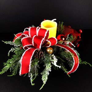 Christmas Evergreen Arrangement, Red Truck, Christmas Centerpiece, Xmas Decor image 5