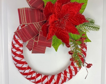 Christmas Wreath, Wreath for Front Door, Candycane Wreath, Whimsical Decor