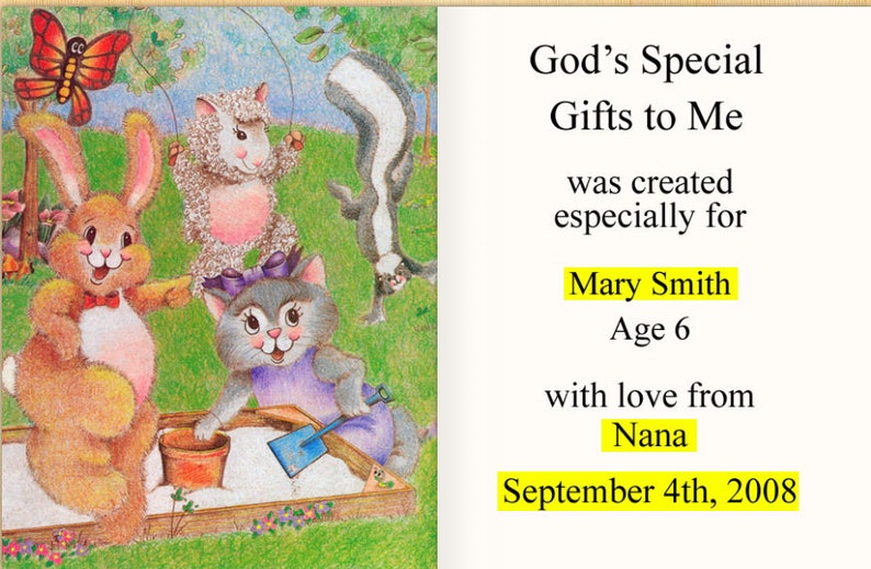 God's Special Gift to Me, Toddlers 1st Book, Youth Storybook, Easy Reader Storybook, Custom Name Book Bild 2