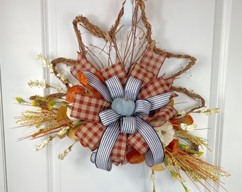 Autumn Maple Leaf Door Hanger, Front Door Wreath, Fall Wreath