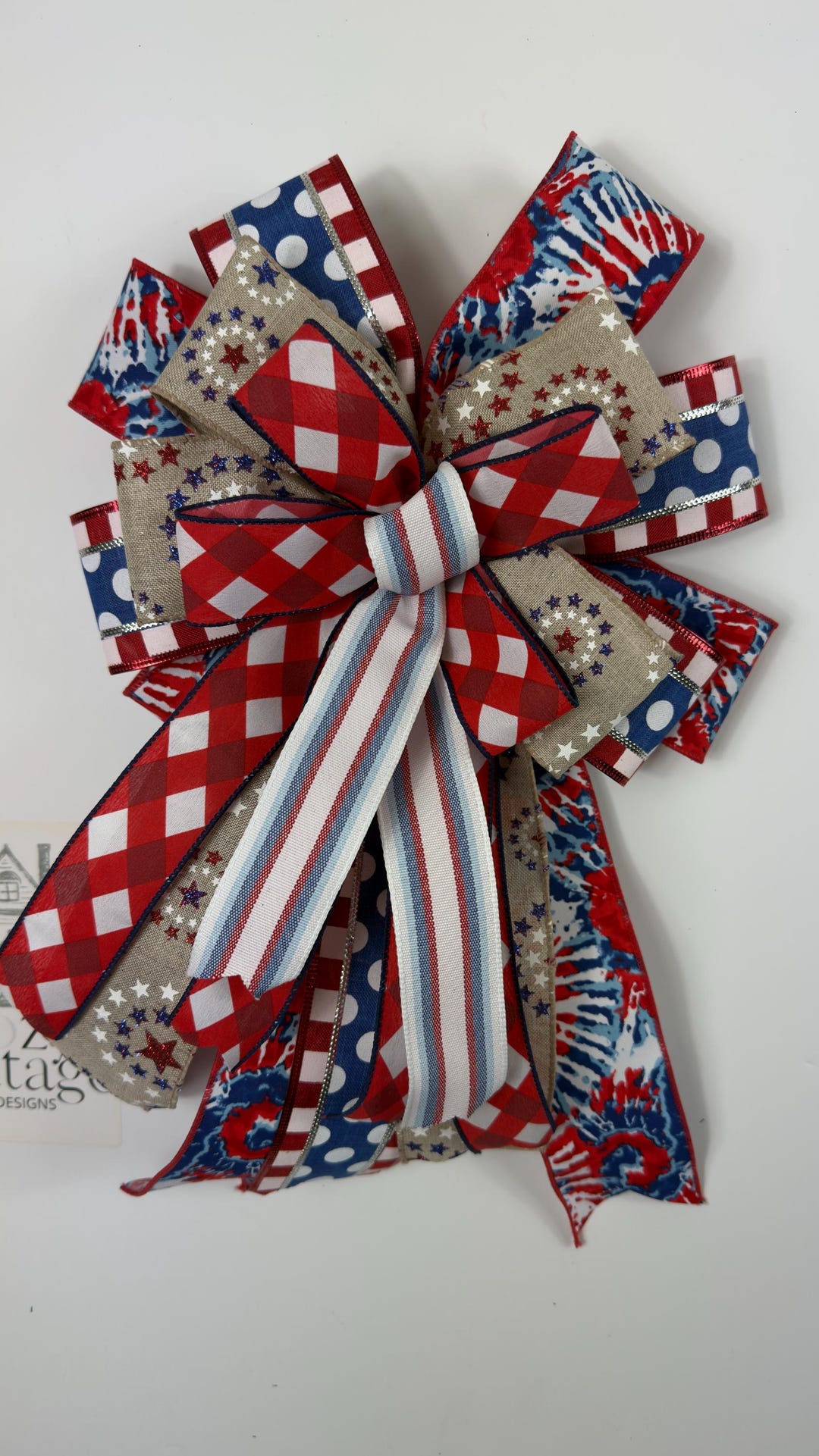 Wired Fireworks Bow for Wreaths, Red, White and Blue, 4th of July ...