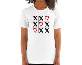 Herz Tic-Tac-Toe Kurzarm Unisex T-Shirt