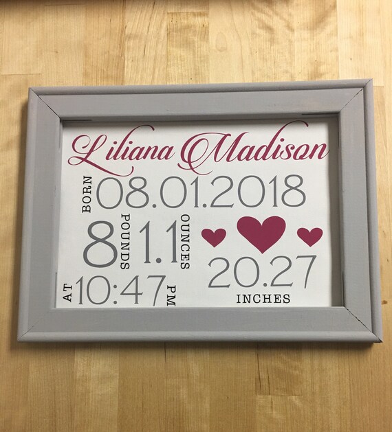 framed birth announcement