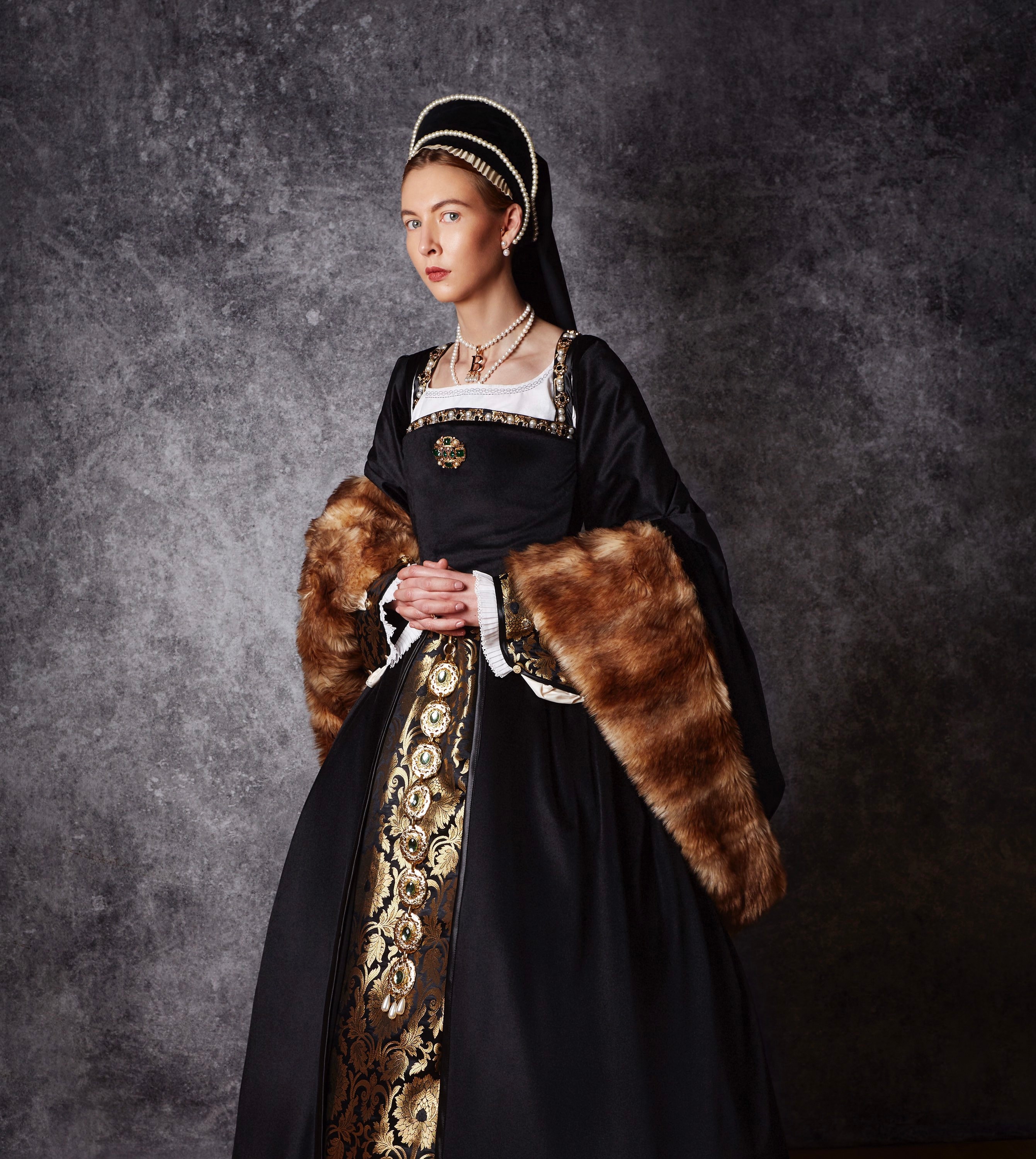 Tudor Gown Anne Boleyn Portrait Gown Black and Gold Etsy