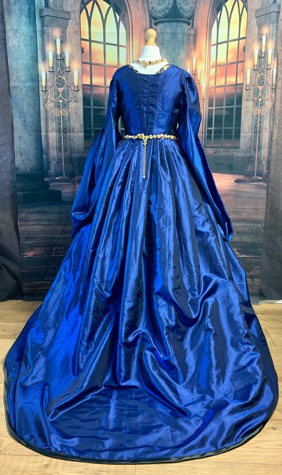 Tudor Gown Blue Taffeta Made to Measure 