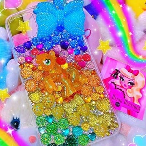 Kawaii Rhinestone custom decoden phone case - 3D phone case - bespoke -personalized - glitter - iphone -samsung - Personalised Sparkly