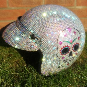 Bling Rhinestone Woman&#39;s Motorcycle Bike Helmet. Harley Davidson motor bike bedazzled