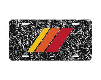Toyota Style Heritage Classic Retro Stripe Topographical Aluminum Vanity License Plate