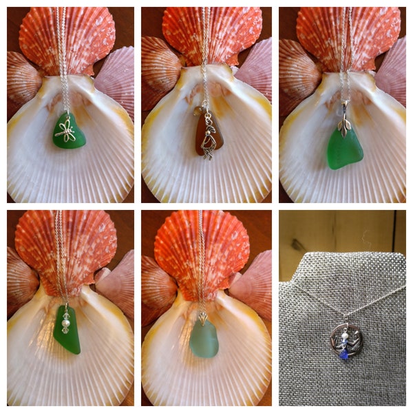 Genuine Surf Tumbled Sea Glass Necklaces & Mermaid Necklace