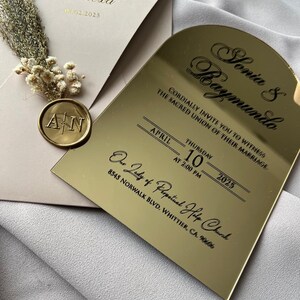 Gold Mirror Acrylic Wedding Invitation Suite with Vellum