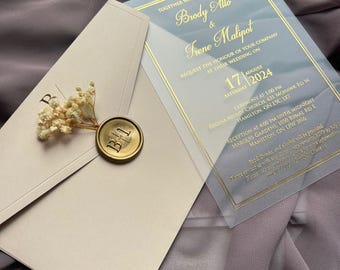 Invito di nozze in acrilico con design personalizzato: biglietto con messaggio nuziale, elegante set per sposa, set di inviti trasparenti, biglietto di annuncio di nozze