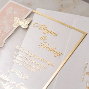 Quinceanera Invitation, Sweet 16 Invitation, Gold Foil, Acrylic Invitations, Wedding Invitations, Unique Wedding Invitation, Blush Set