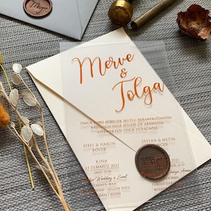 Elegant Wedding Invitation, Custom Invitation, Acrylic Invitations, Acrylic Wedding Invitation, Wedding Invitation Set with Real Foil, Sale