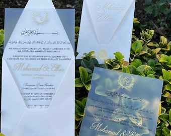 Custom Acrylic Wedding Invitation Set with Ivory Envelope