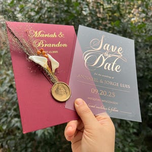 Burgundy Acrylic Wedding Invitations, Wedding Invitation, Destination Wedding Invitation, Unique Invitation with Custom Design, Cheap Invite