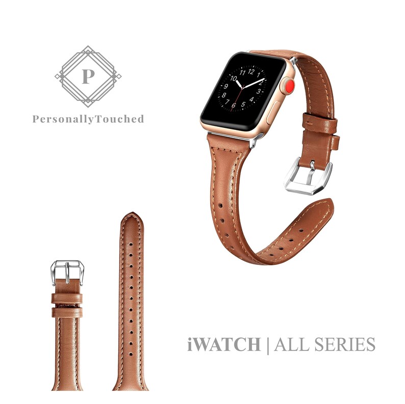 Leather Apple Watch Band Genuine Leather Slim Iwatch Strap Etsy