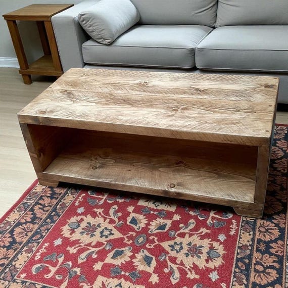 Solid Wood Coffee Table | Rustic TV Stand / Media Unit | Industrial Timber | Handmade in the UK |