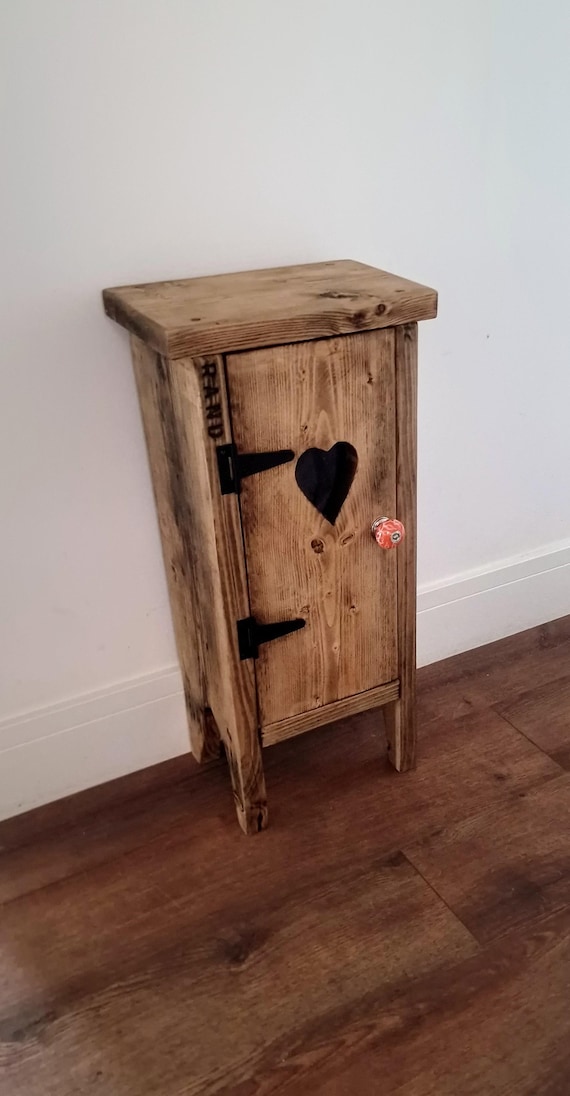 Rustic Vintage Bedside Table | Nightstand Hallway Cabinet | Reclaimed Solid Wood