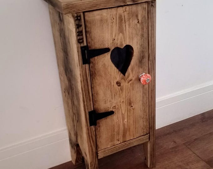 Rustic Vintage Bedside Table | Nightstand Hallway Cabinet | Reclaimed Solid Wood