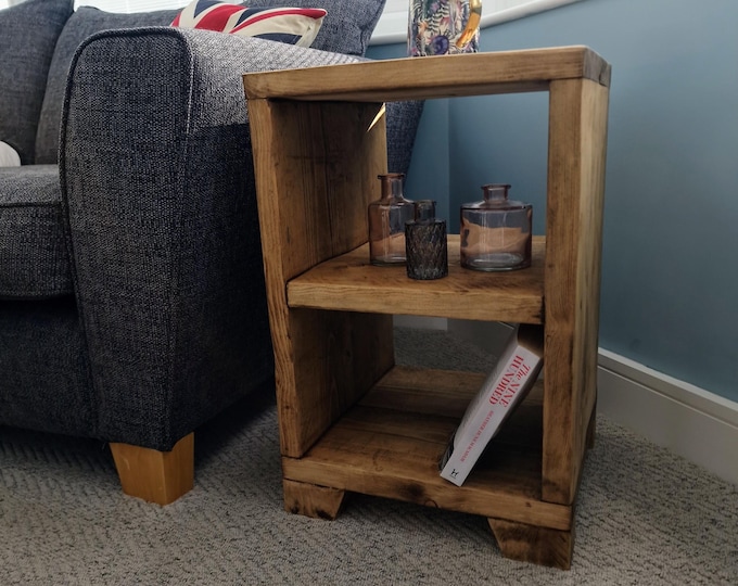 Rustic Vintage Display Table | Occasional or Sidetable | Nightstand | Reclaimed Solid Chunky Wood
