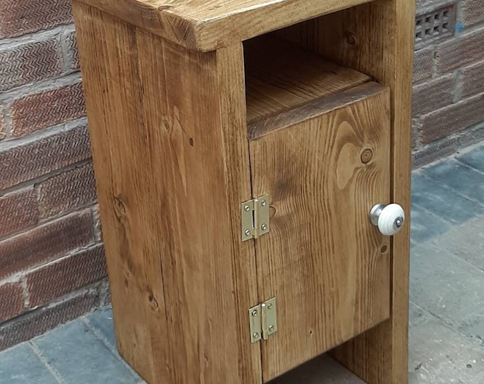 Rustic Reclaimed Wood Industrial Bedside Table, Hallway Cabinet or Nightstand