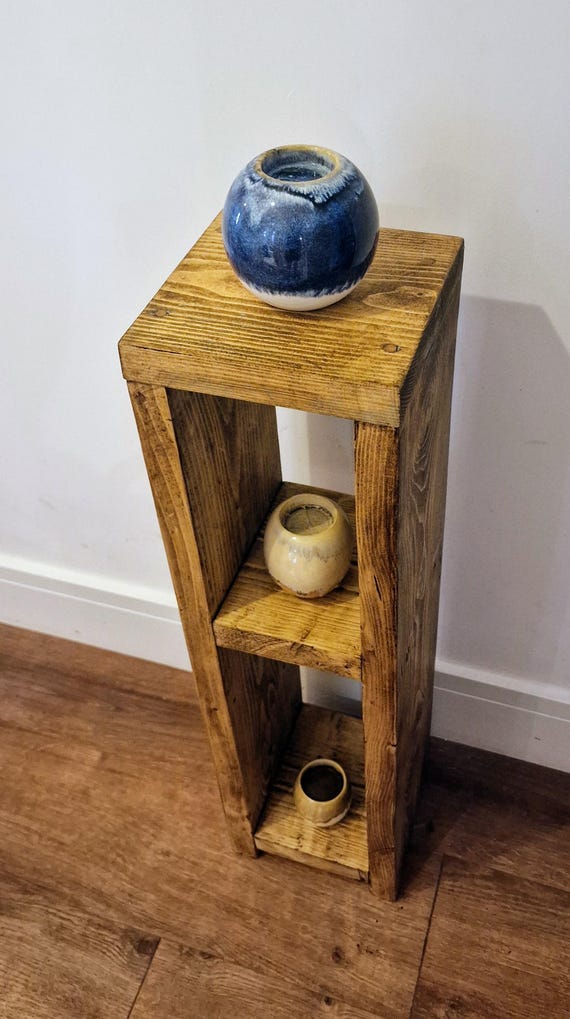 Rustic Industrial Slimline Compact End Table | Lamp Stand | Hallway Furniture | Vintage Farmhouse Style