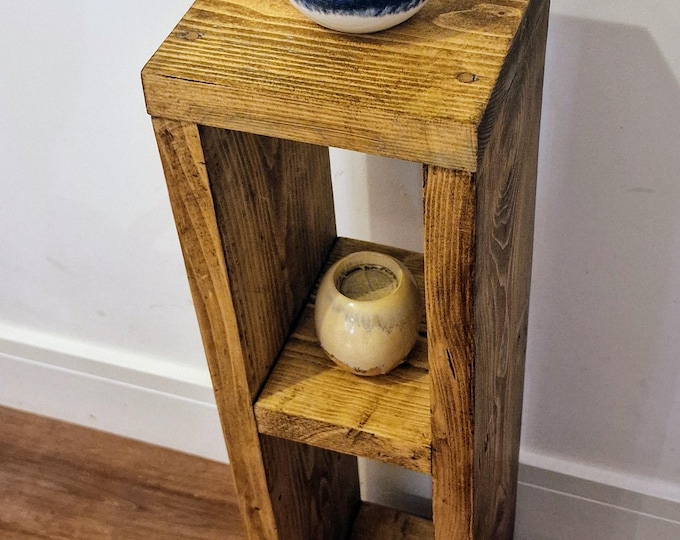 Rustic Industrial Slimline Compact End Table | Lamp Stand | Hallway Furniture | Vintage Farmhouse Style