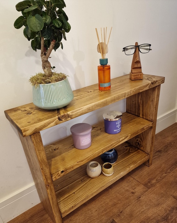 Rustic Solid Wood End Table | Small Display Unit | Entry way Storage | Miniature Bookcase
