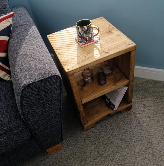 Rustic Vintage Display Table | Occasional or Sidetable | Nightstand | Reclaimed Solid Chunky Wood